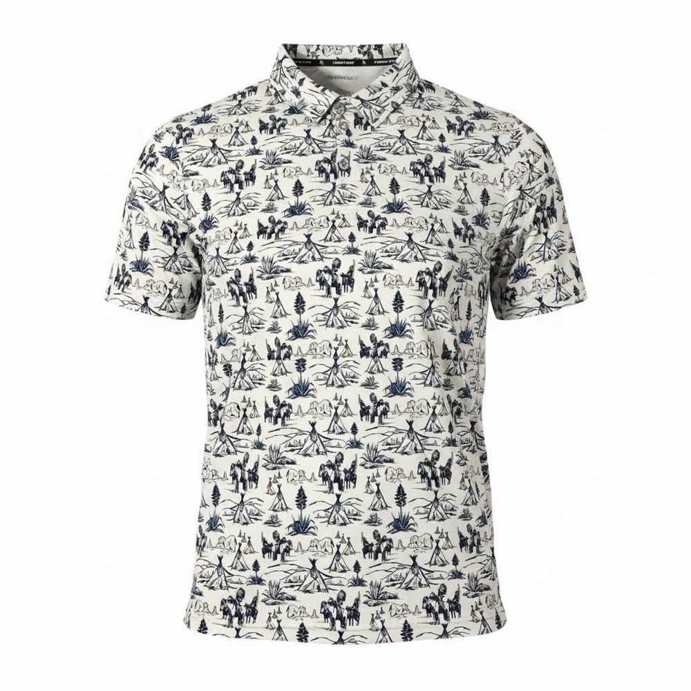Hooey The Weekender Cowboy Golf Performance Polo Comanche Print Men's Size M